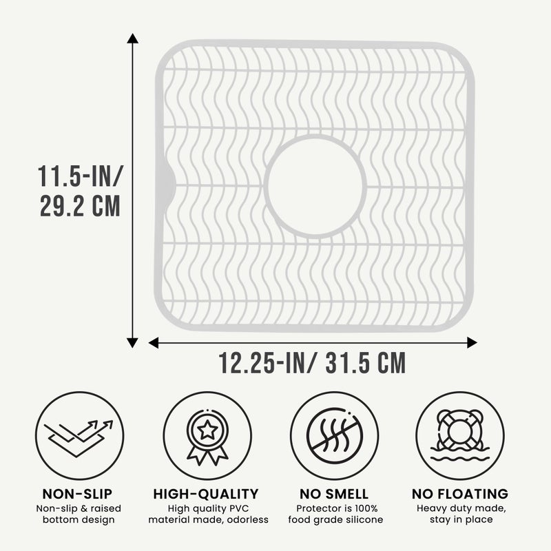 DecorRack 2 Sink Protectors for Kitchen Sink, Plastic 12" x 11" Dish Rack, Protect Sink from Stains, Damage, Scratches, Dishwasher Safe Grid Mat for Kitchen (2 Pack, White) - Image 3